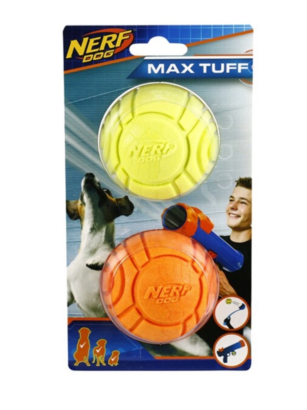 Nerf Max Tuff Dog Balls - Green & Orange